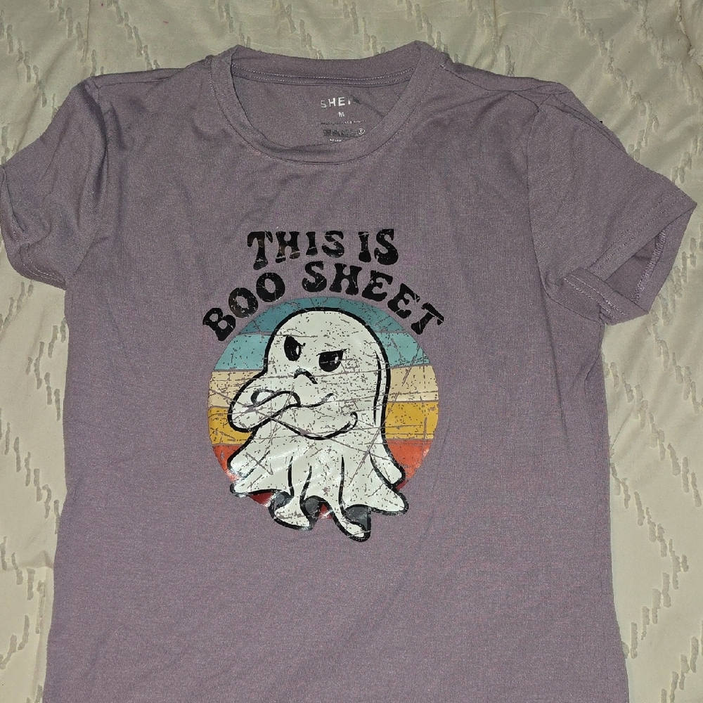 SHEIN Purple Short Sleeve Tee Casual Essential